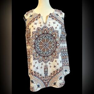Verse Mandala Print Sleeveless Blouse